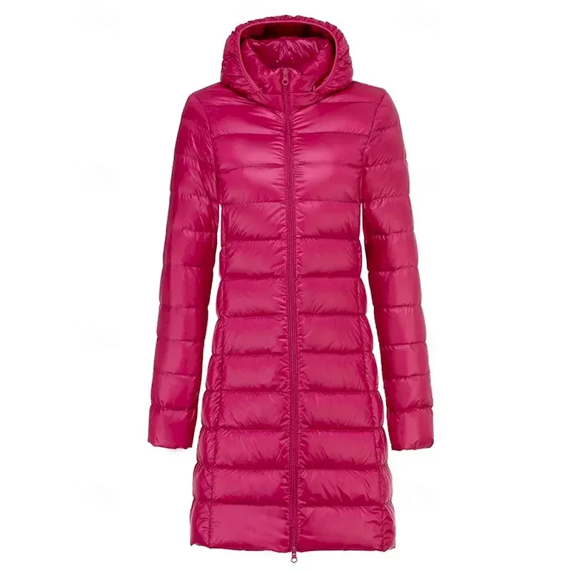 tsmmkg1755257829953-1.webp Women's Down Jacket Coat Warm Comfortable Zipper Fashion Plain Vacation Street Daily Wear Zipper Long Hooded Regular Fit Long Sleeve Outerwear Black Pink Blue Fall Winter - Image 1